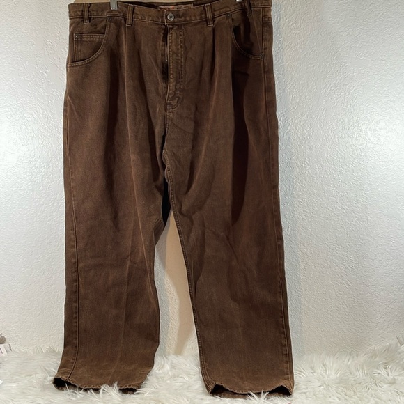 Vintage Roglins Jeans Brand Street Legend Thick Denim Brown With Pockets Size 44 - Picture 1 of 8